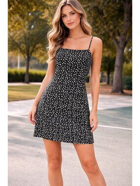 Dress Forum size Small Black & White Floral Mini Sundress, NEW